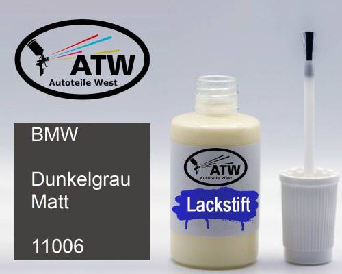 BMW, Dunkelgrau Matt, 11006: 20ml Lackstift, von ATW Autoteile West.